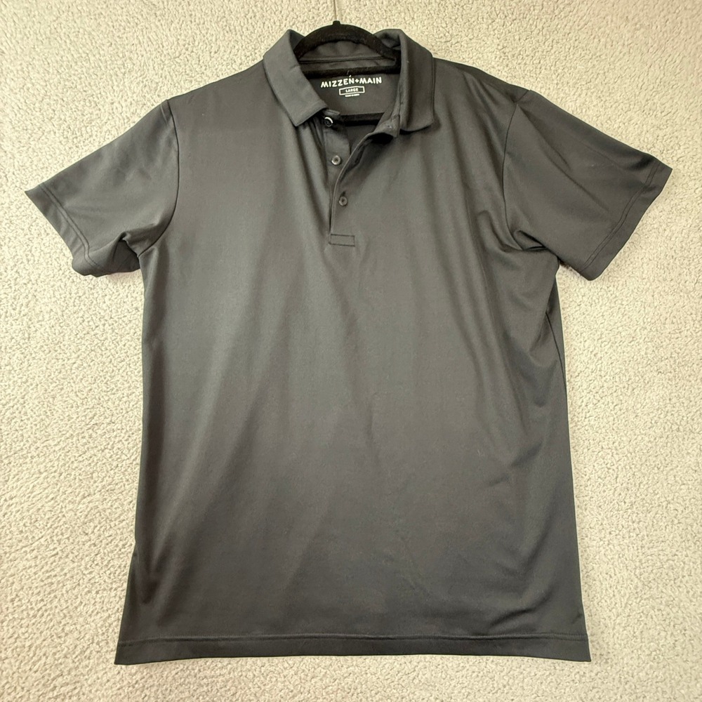 Mizzen+Main Phil Mickelson Men Polo Shirt Large Black Short Sleeve Golf Athletic
